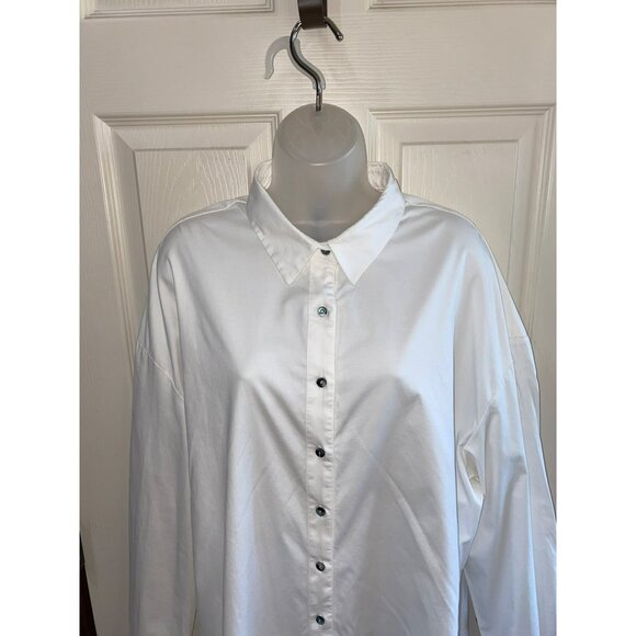 Mother Oxford Womens White Button-Up Boyfriend Shirt With Collared Neck & Long S - Picture 10 of 14